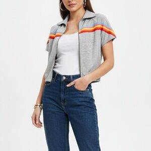 Tresics Rainbow Stripe Zip Front Top Small
